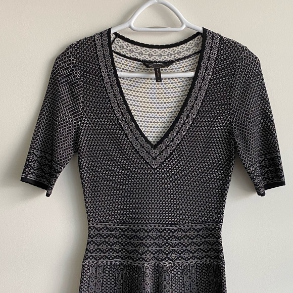 BCBG MAXAZRIA Black and White Crochet Pattern Dress - Picture 2 of 4